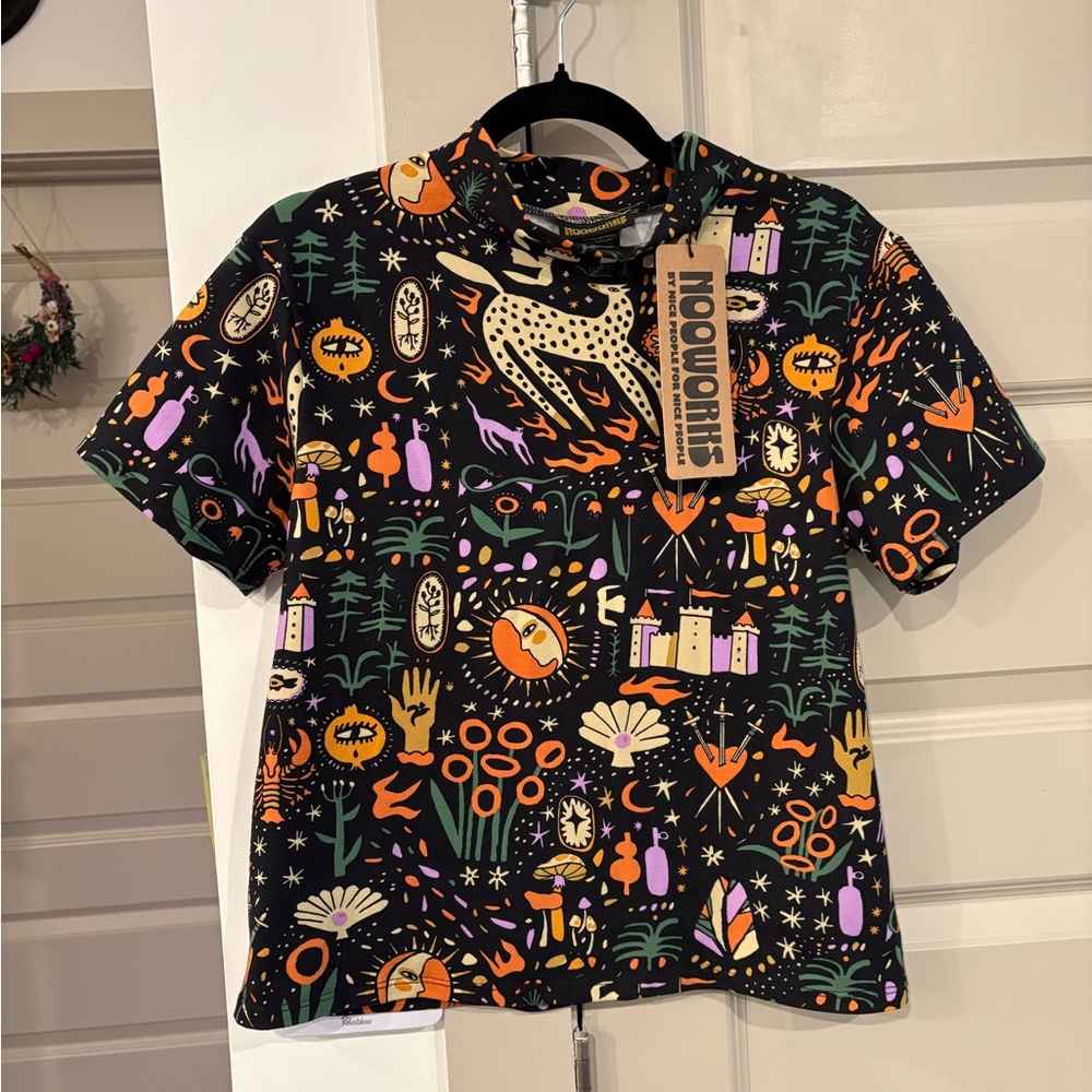 NWT Nooworks Tarot Garden Mock Neck Top - Picture 2 of 5